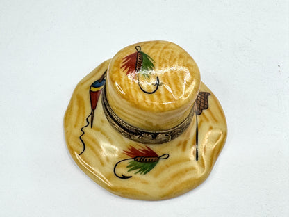 Vintage Limoges France Limited Edition Fishing Hat Trinket Box 3/500 A1193