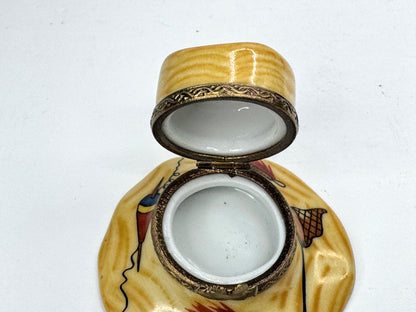 Vintage Limoges France Limited Edition Fishing Hat Trinket Box 3/500 A1193