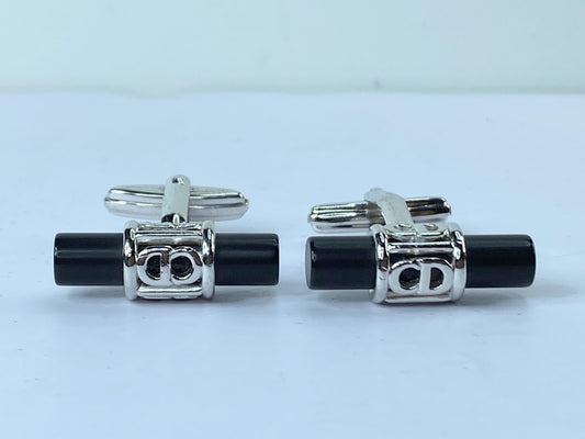 Christian Dior black Resin Silver cufflink, excellent condition authentic GS493