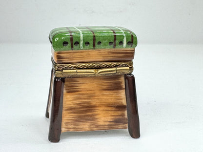Vintage Elda Creations Limoges Fishing Creel Box with Mini Porcelain Fish A1194