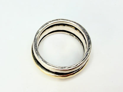 Vintage 14K Gold & Sterling Silver Spinner Ring 925 Size 7 10mm JR1278