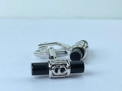 Christian Dior black Resin Silver cufflink, excellent condition authentic GS493