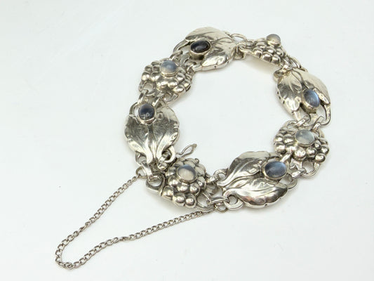 Georg Jensen Sterling Silver Moonstone Bracelet 7" Denmark Design JR1279