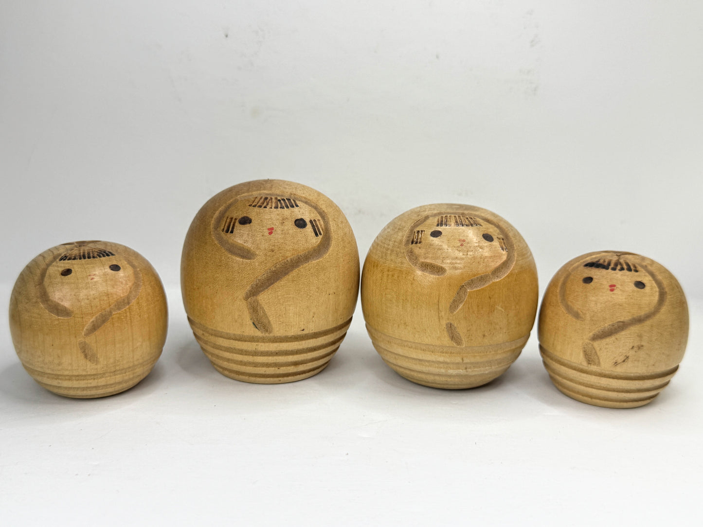 Vintage Miyashita Hajime Osanago Sosaku Kokeshi Dolls Set of 4 Japan A1196