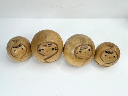 Vintage Miyashita Hajime Osanago Sosaku Kokeshi Dolls Set of 4 Japan A1196