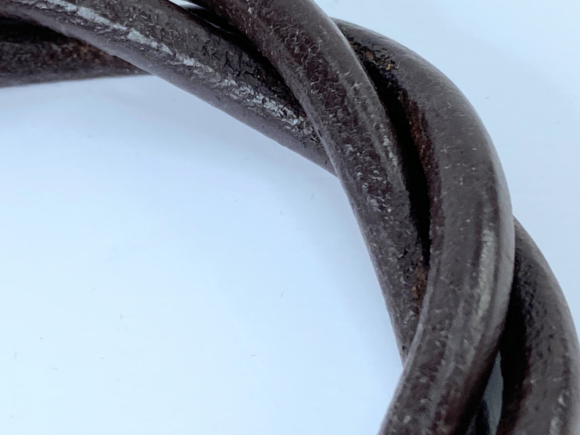Hermès Tornado Breath 3 Cord Twist Brown Leather Unisex Bracelet 7.75" GS495