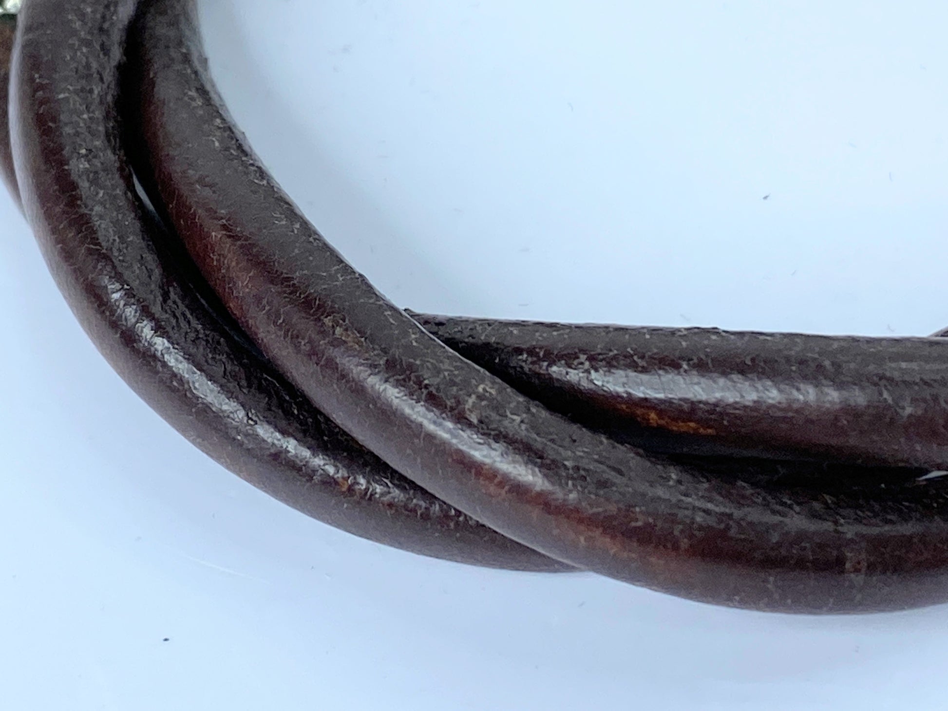 Hermès Tornado Breath 3 Cord Twist Brown Leather Unisex Bracelet 7.75" GS495