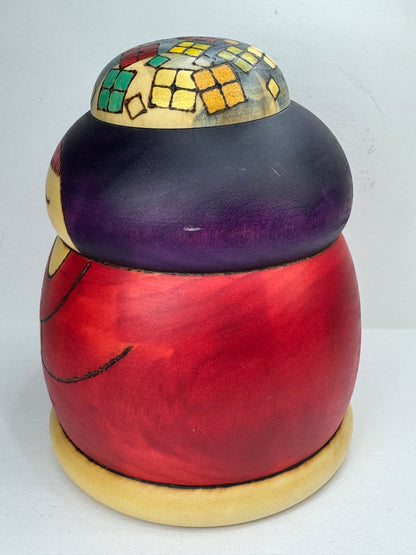 Kokeshi by Sansaku Sekiguchi (1925-2018) Titled あじさい Ajisai Hydrangea A1198
