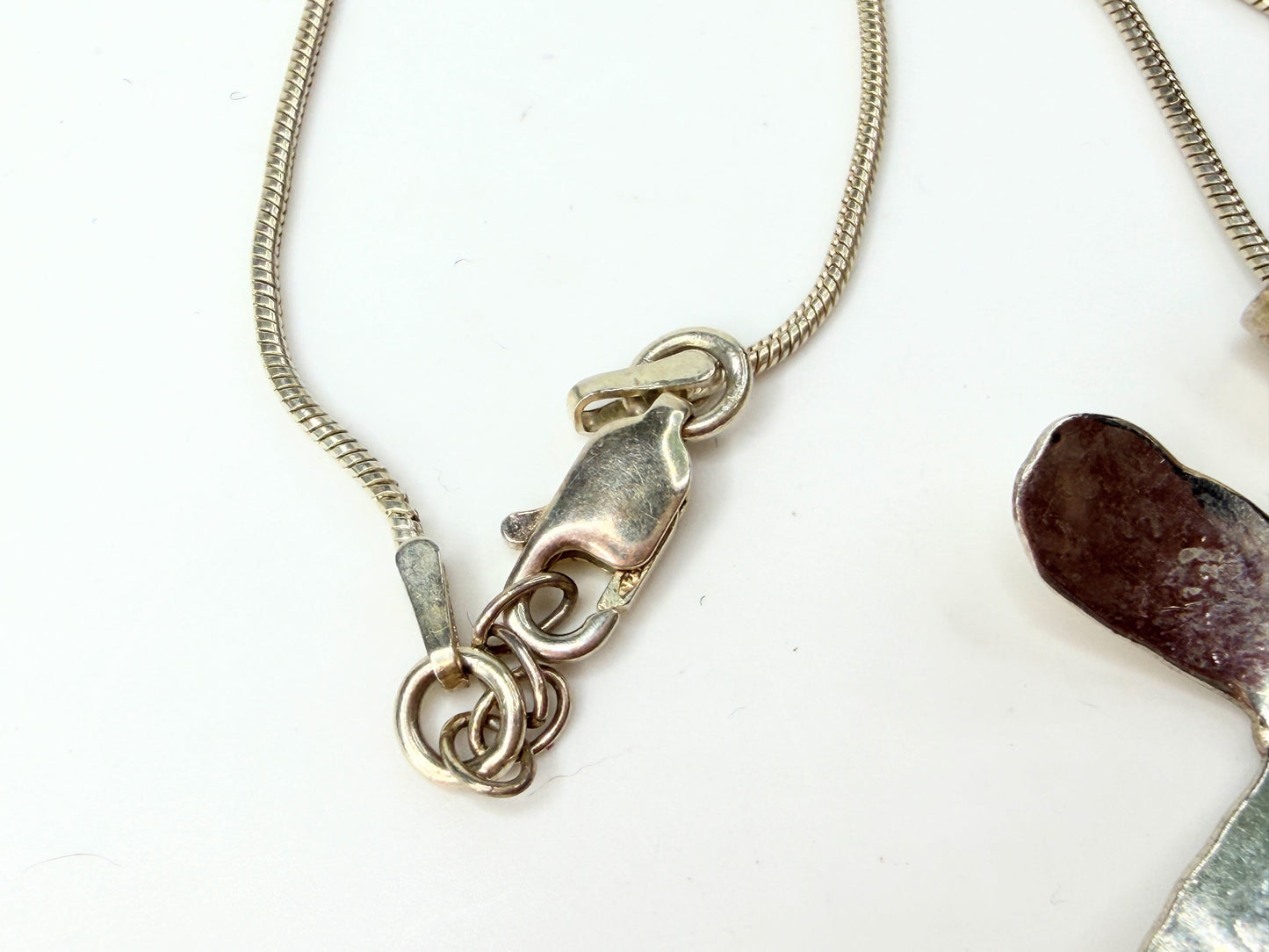 Sterling Silver Hammered Star Pendant Snake Chain Necklace Italy JR1283