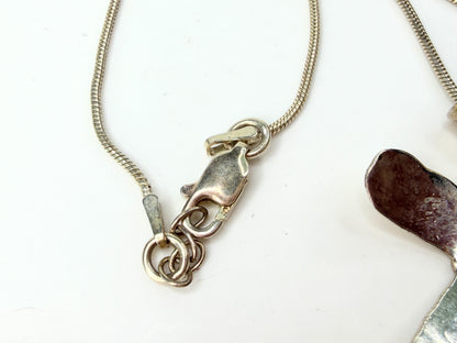 Sterling Silver Hammered Star Pendant Snake Chain Necklace Italy JR1283