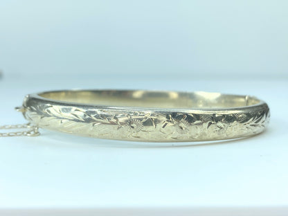 English Birmingham Sterling Silver Hinged 7.8mm tube bangle 12.2g JR9521