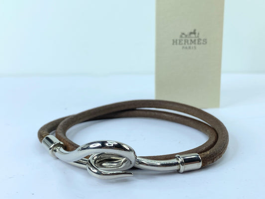 Hermès Jumbo Hook Double Tour Bracelet or necklace Leather 14.5" GS497