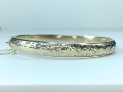 English Birmingham Sterling Silver Hinged 7.8mm tube bangle 12.2g JR9521