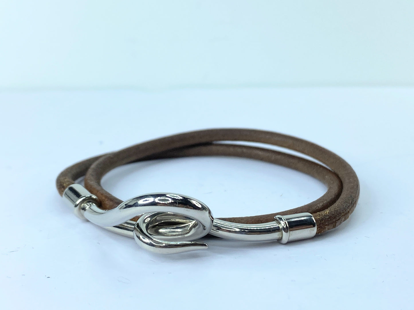 Hermès Jumbo Hook Double Tour Bracelet or necklace Leather 14.5" GS497