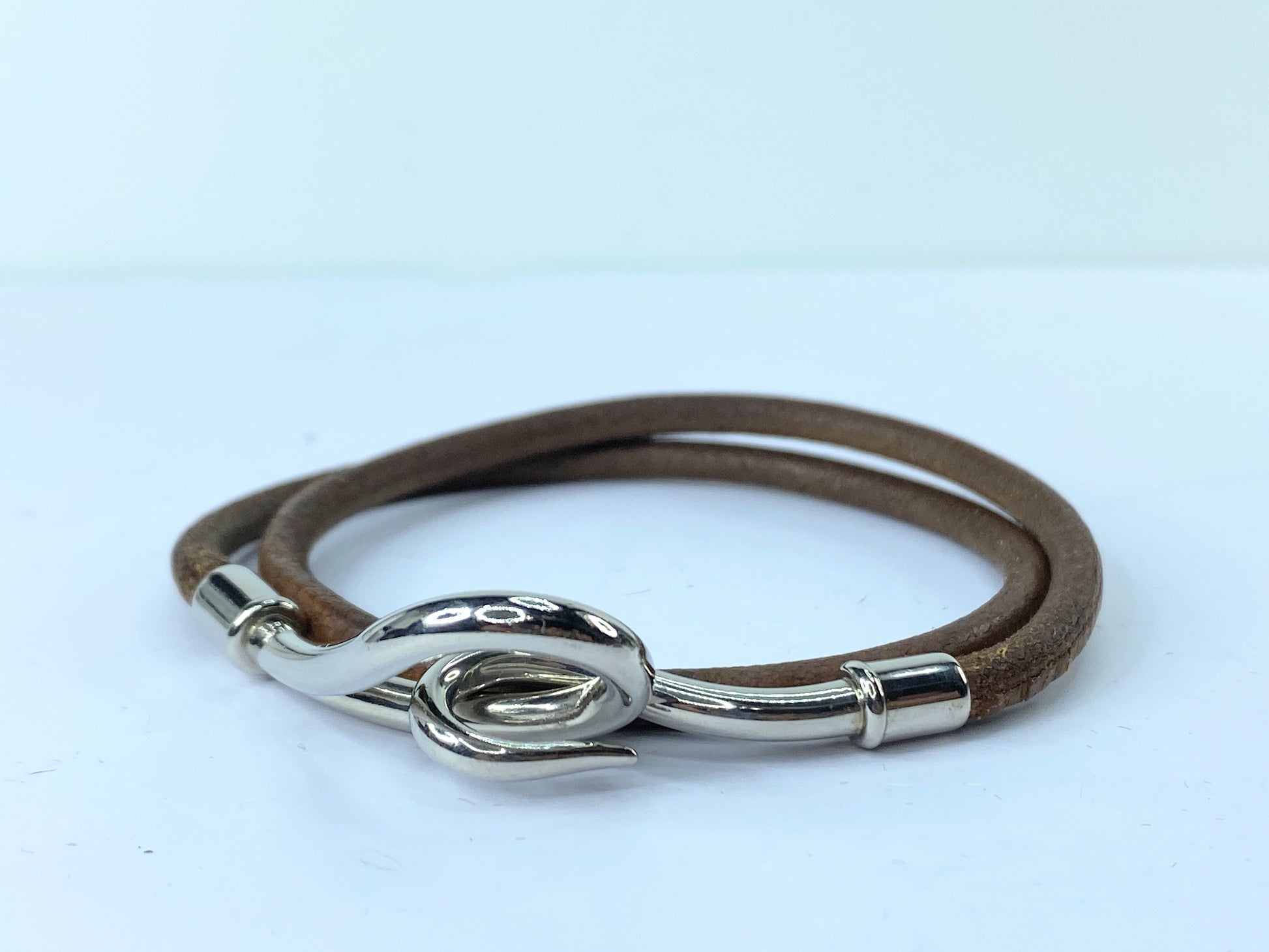 Hermès Jumbo Hook Double Tour Bracelet or necklace Leather 14.5" GS497