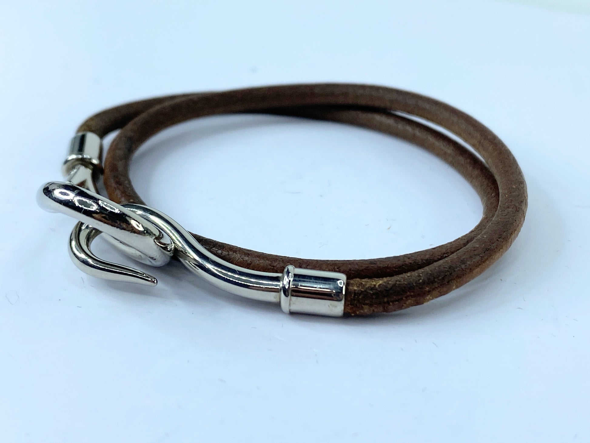 Hermès Jumbo Hook Double Tour Bracelet or necklace Leather 14.5" GS497