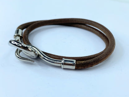 Hermès Jumbo Hook Double Tour Bracelet or necklace Leather 14.5" GS497