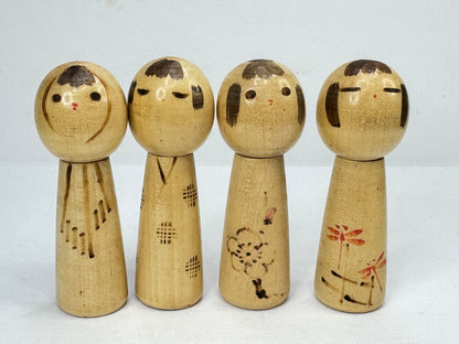 Vintage Kenichi Murakami Four Seasons Sosaku Kokeshi Doll Set Japan A1199