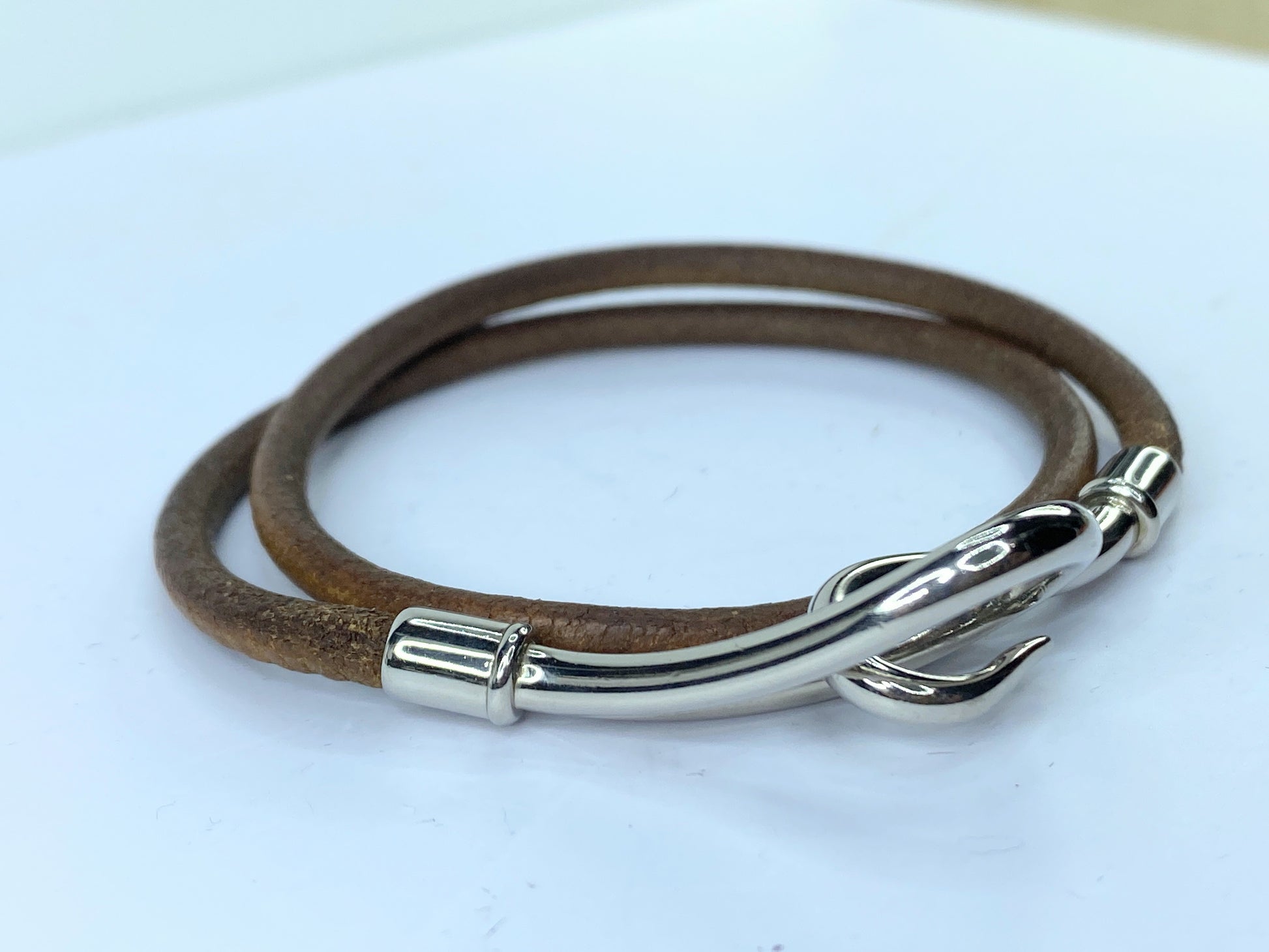 Hermès Jumbo Hook Double Tour Bracelet or necklace Leather 14.5" GS497