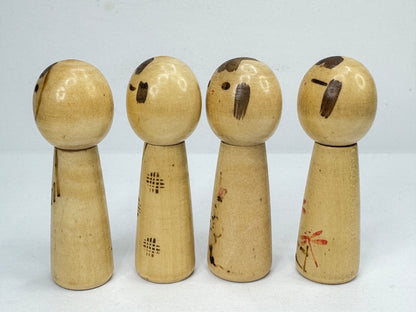 Vintage Kenichi Murakami Four Seasons Sosaku Kokeshi Doll Set Japan A1199