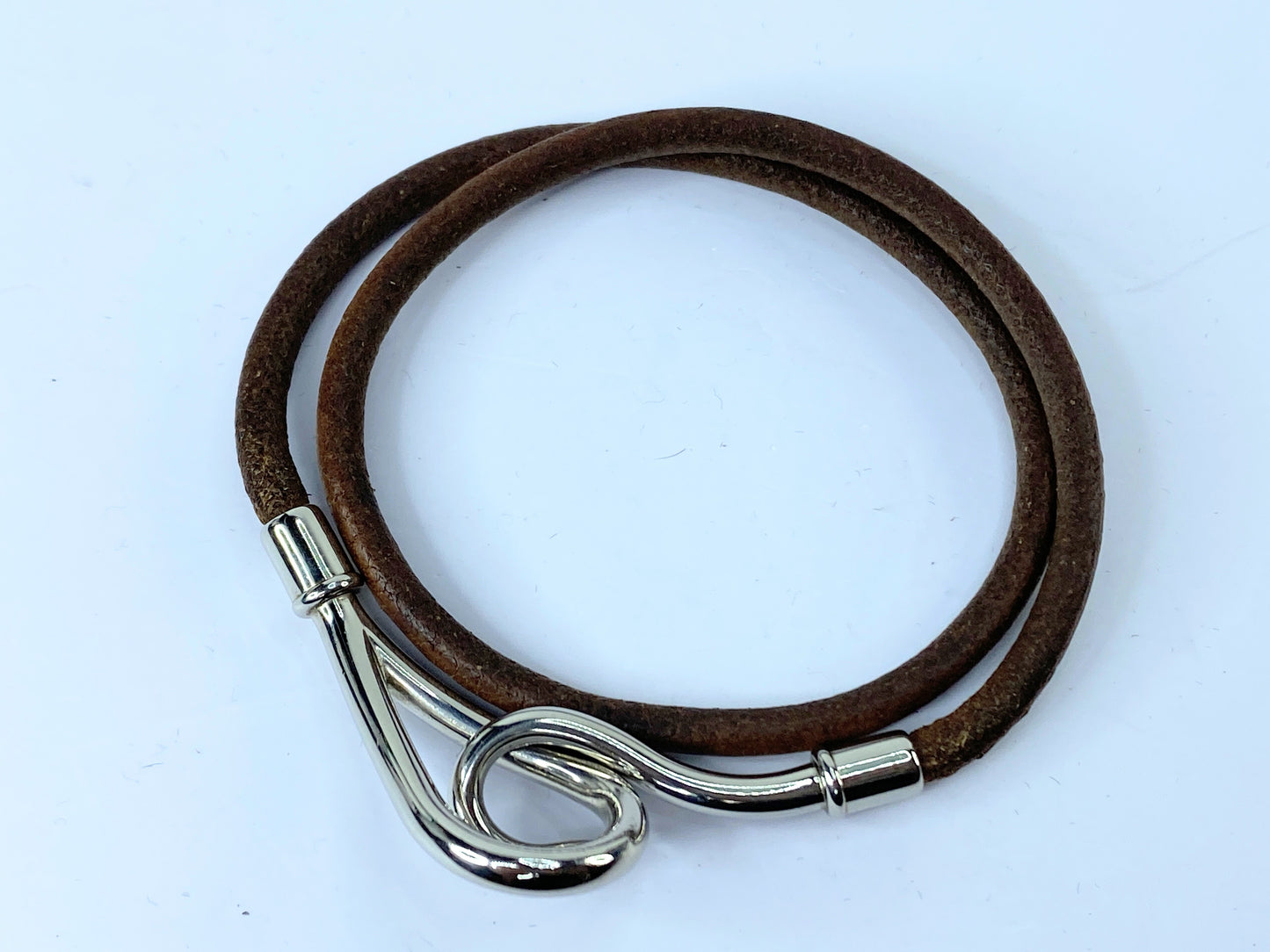 Hermès Jumbo Hook Double Tour Bracelet or necklace Leather 14.5" GS497