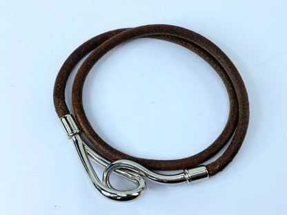 Hermès Jumbo Hook Double Tour Bracelet or necklace Leather 14.5" GS497