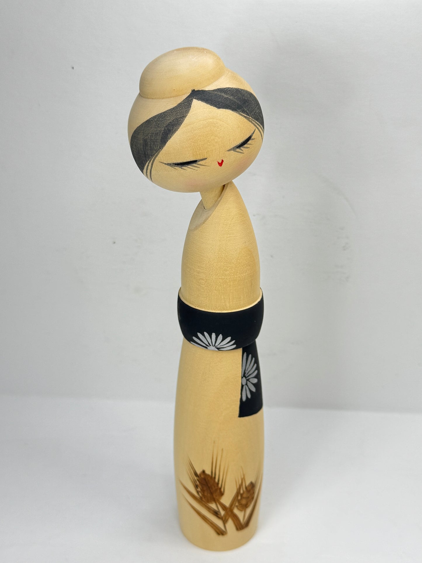 Vintage Sadao Kishi 岸貞夫 "Spirit of Wheat" Sosaku Kokeshi Doll Signed 8.75" A1200