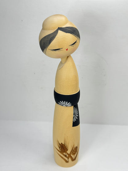 Vintage Sadao Kishi 岸貞夫 "Spirit of Wheat" Sosaku Kokeshi Doll Signed 8.75" A1200