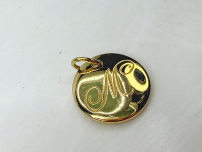 Vintage Tiffany & Co. Notes 18K Gold Letter M Disc Charm Pendant JR1951