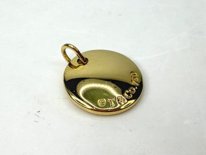 Vintage Tiffany & Co. Notes 18K Gold Letter M Disc Charm Pendant JR1951