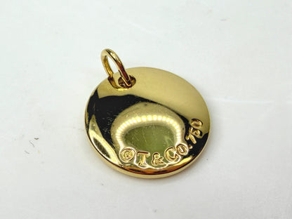 Vintage Tiffany & Co. Notes 18K Gold Letter M Disc Charm Pendant JR1951