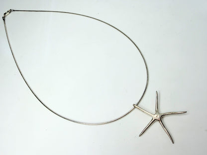 Minimalist Sterling Silver Skeleton Starfish Necklace 16" Coastal Modern JR1687