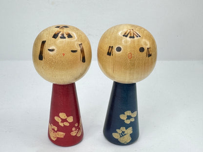 Vintage Kenichi Murakami Sosaku Kokeshi Husband Wife Pair Box c1960s A1201