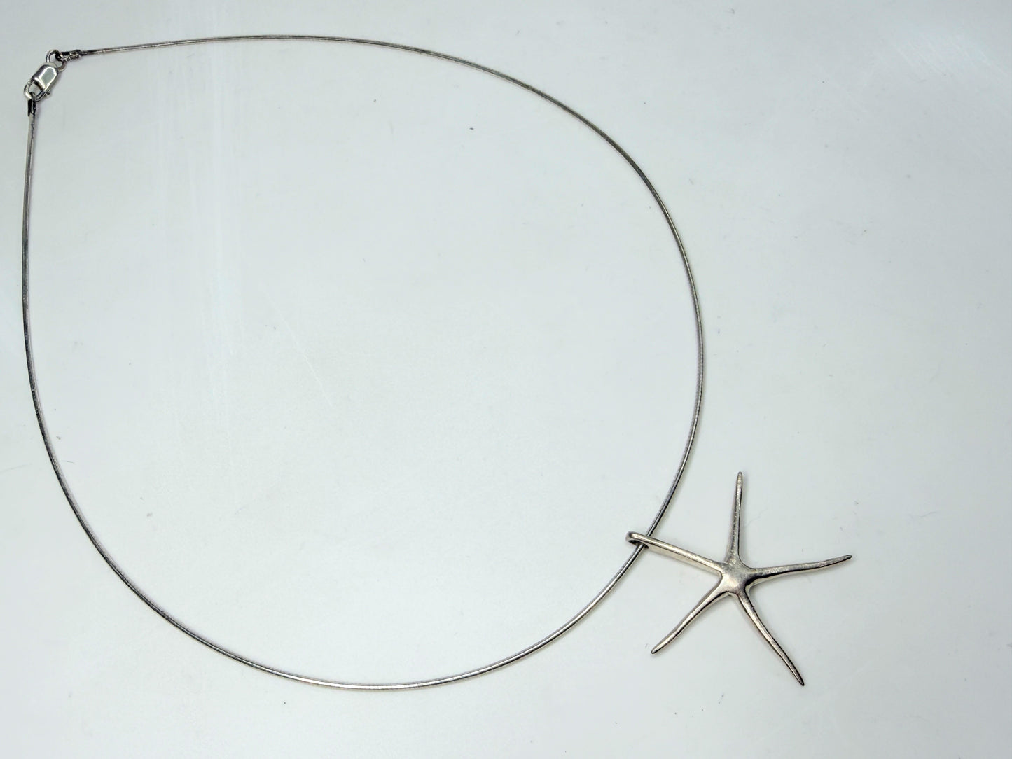 Minimalist Sterling Silver Skeleton Starfish Necklace 16" Coastal Modern JR1687
