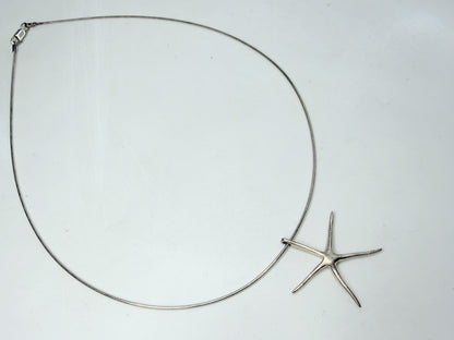 Minimalist Sterling Silver Skeleton Starfish Necklace 16" Coastal Modern JR1687