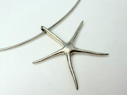 Minimalist Sterling Silver Skeleton Starfish Necklace 16" Coastal Modern JR1687