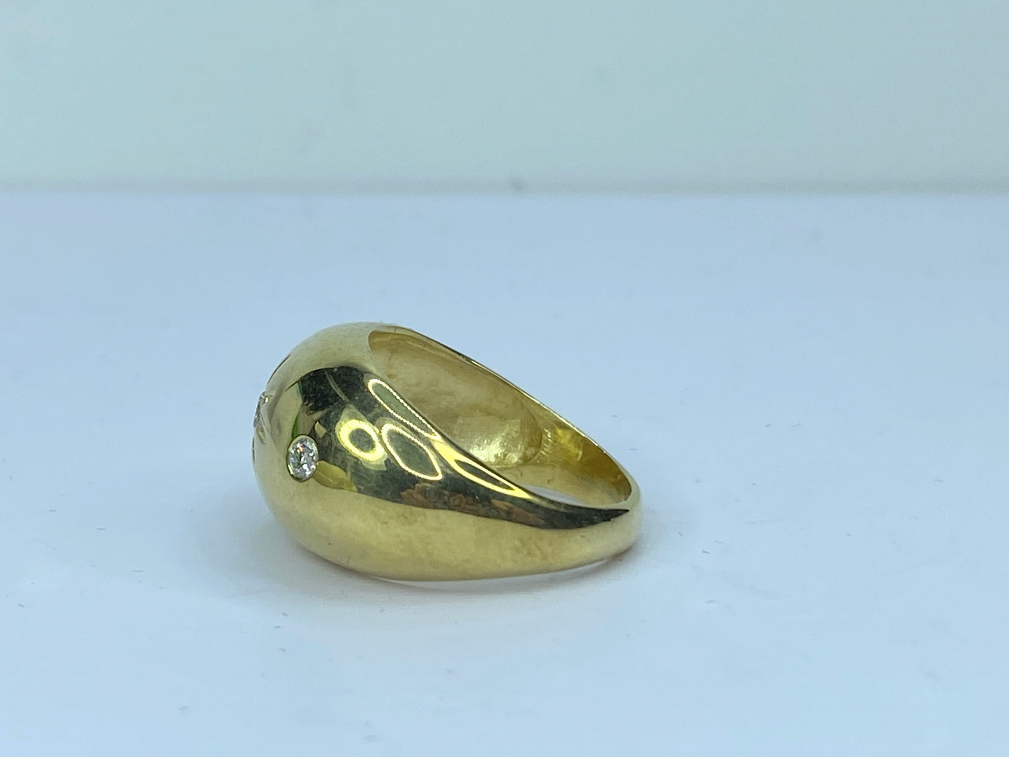 18K yellow gold 0.22ct G/VS Round diamond Starburst Dome ring s7.25 10.2g JR667