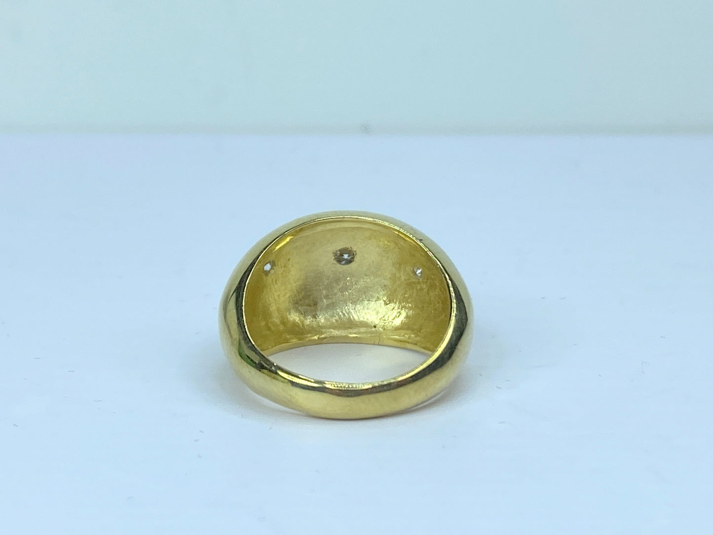 18K yellow gold 0.22ct G/VS Round diamond Starburst Dome ring s7.25 10.2g JR667