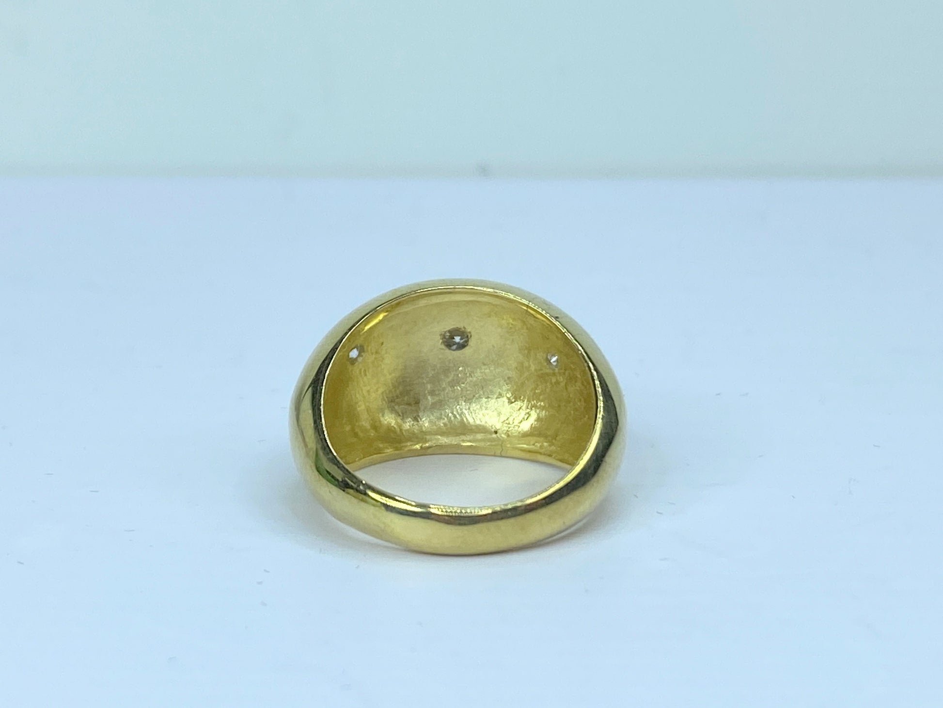 18K yellow gold 0.22ct G/VS Round diamond Starburst Dome ring s7.25 10.2g JR667