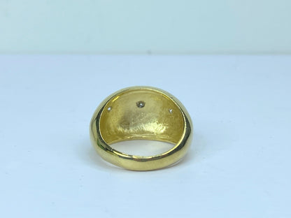 18K yellow gold 0.22ct G/VS Round diamond Starburst Dome ring s7.25 10.2g JR667