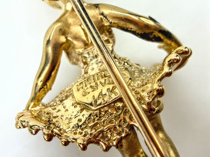 Vintage CYVRA 14K Gold Girl on Pearl Cloud Brooch Sapphire Eyes 10.2g JR1962