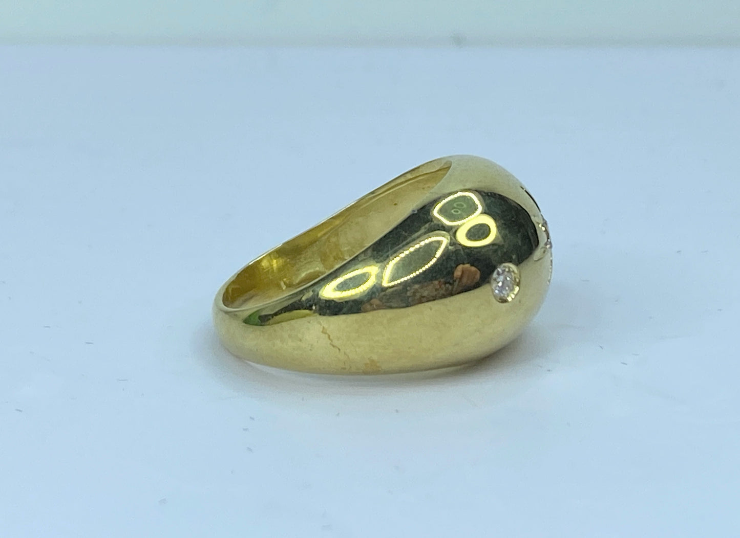 18K yellow gold 0.22ct G/VS Round diamond Starburst Dome ring s7.25 10.2g JR667