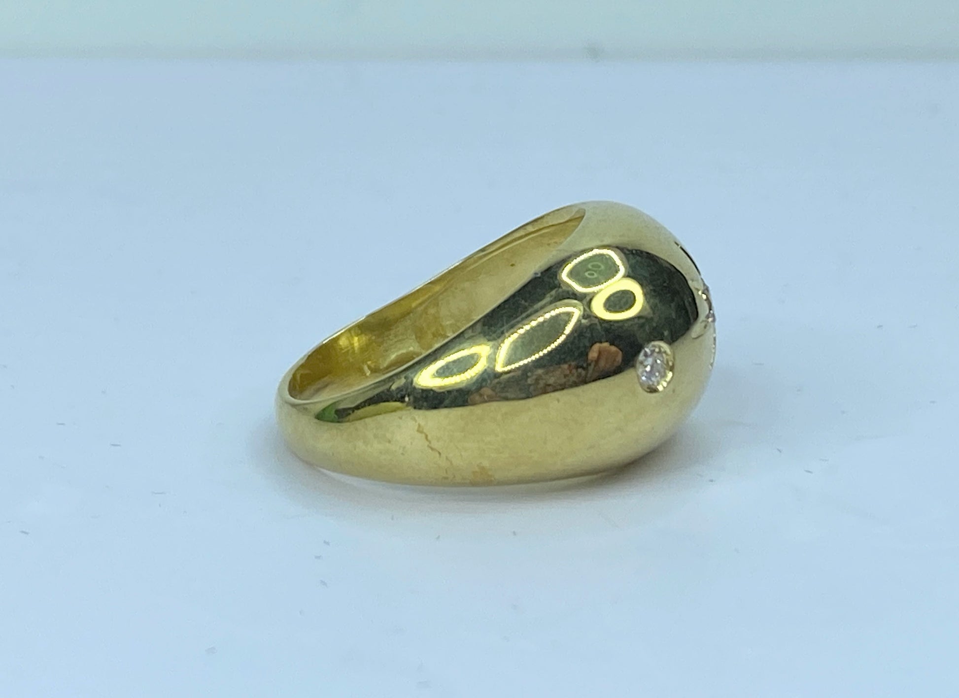 18K yellow gold 0.22ct G/VS Round diamond Starburst Dome ring s7.25 10.2g JR667