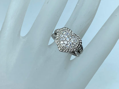 Judith Ripka Sterling Silver CZ Heart Ring JR9012