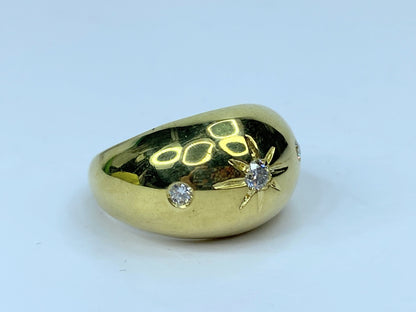 18K yellow gold 0.22ct G/VS Round diamond Starburst Dome ring s7.25 10.2g JR667