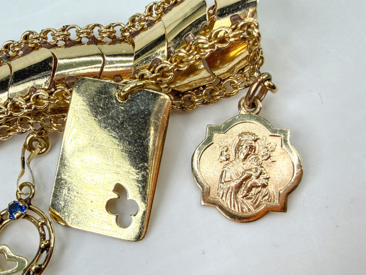 Vintage 14K Gold Charm Bracelet 8 Charms Playboy Diploma 7.25" JR1953