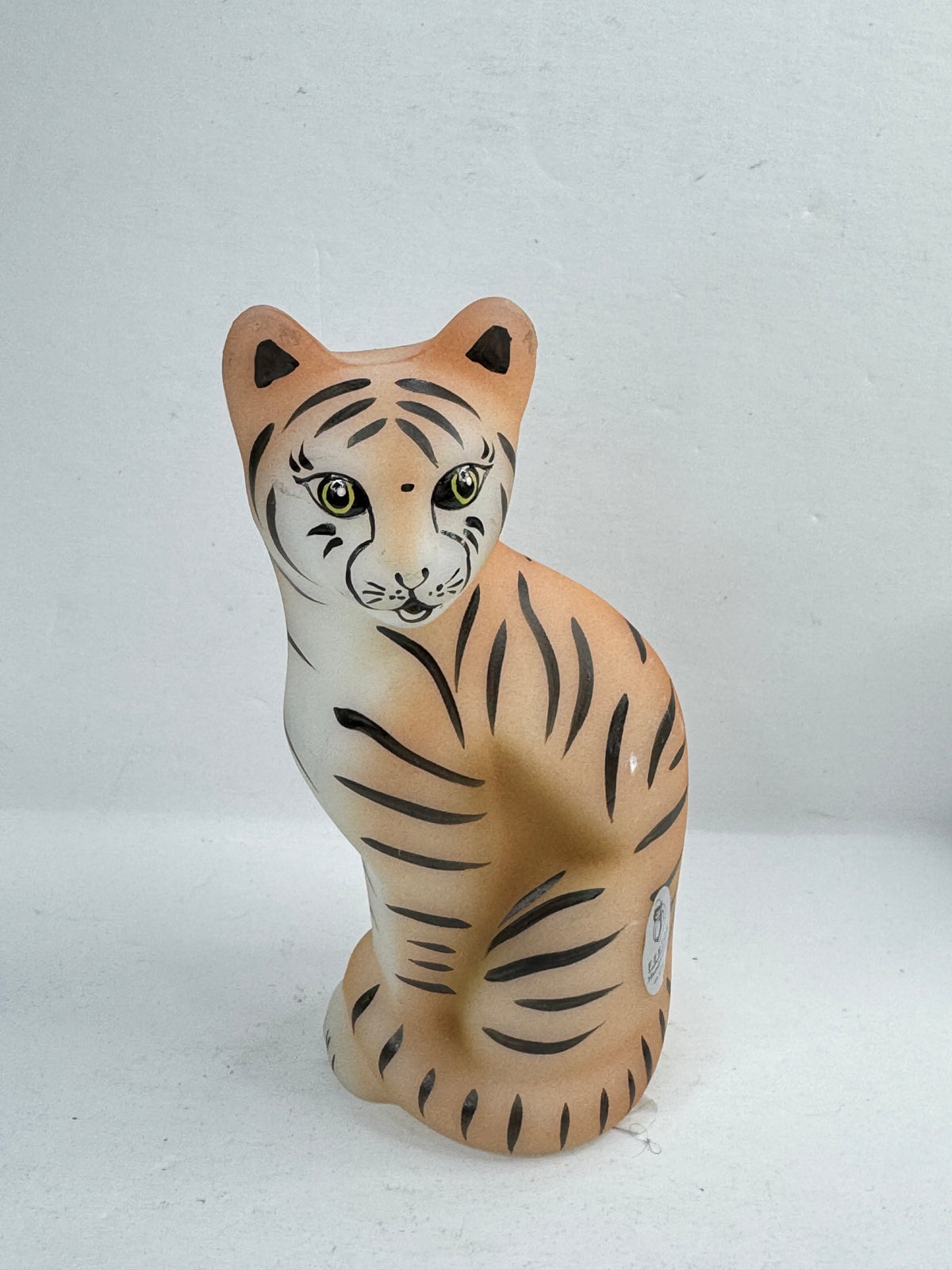Vintage Fenton Tiger Cat Figurine Hand Painted Signed C.C. Hardman 5.25" A1209