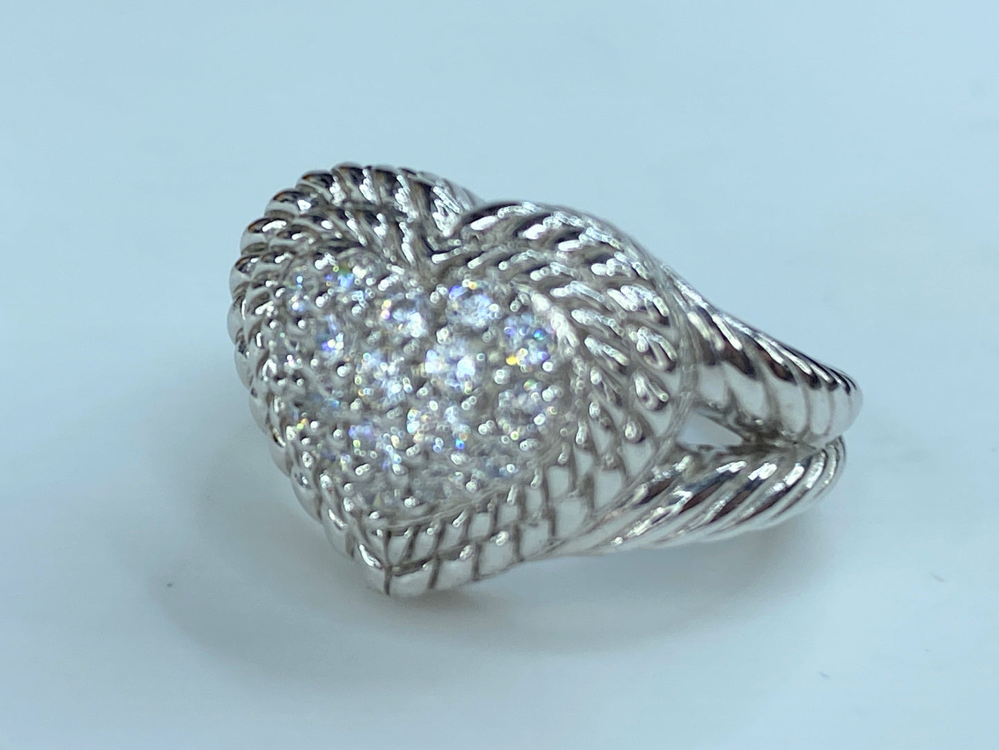 Judith Ripka Sterling Silver CZ Heart Ring JR9012