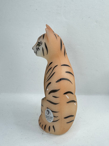 Vintage Fenton Tiger Cat Figurine Hand Painted Signed C.C. Hardman 5.25" A1209