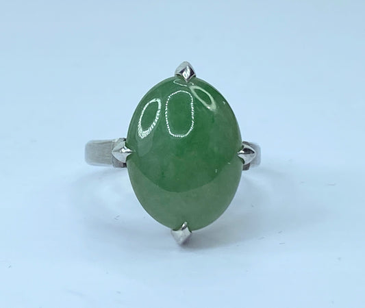 Art Deco “A” Jadeite Jade Platinum statement Ring 8g s6.5 JR668